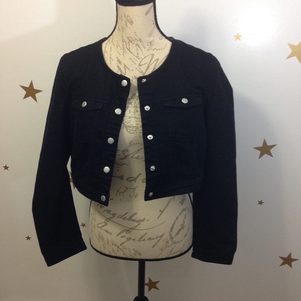 H&M Cropped Black Jean Jacket